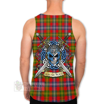 Tartan Vibes Clothing Forrester (Foster) Tartan Men's Tank Top with Family Crest Celtic Skull Style
