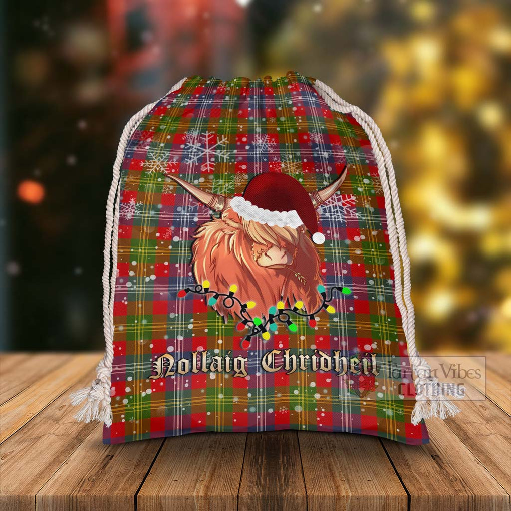 Tartan Vibes Clothing Forrester (Foster) Tartan Christmas Santa's Bag with Highland Cow