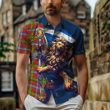 Forrester (Foster) Tartan Family Crest Hawaiian Shirt with Scottish Majestic Lion