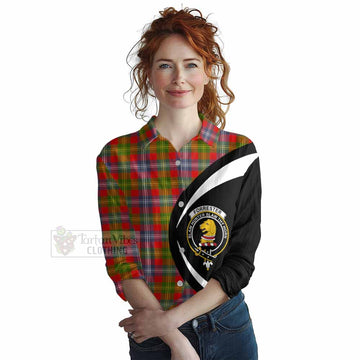 Tartan Vibes Clothing Forrester (Foster) Tartan Women's Casual Shirt with Family Crest Circle Style