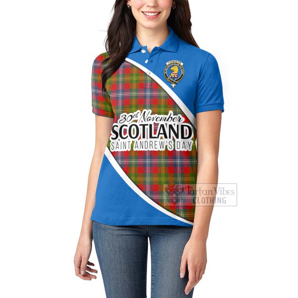 Tartan Vibes Clothing Forrester (Foster) Family Crest Tartan Women's Polo Shirt Celebrate Saint Andrew's Day in Style
