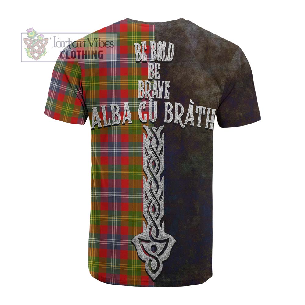 Tartan Vibes Clothing Forrester (Foster) Tartan Family Crest Cotton T-shirt Alba Gu Brath Be Brave Lion Ancient Style