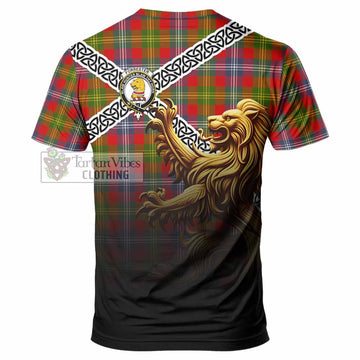 Tartan Vibes Clothing Forrester (Foster) Crest Tartan T-Shirt with Golden Lion Emblem Celtic Style