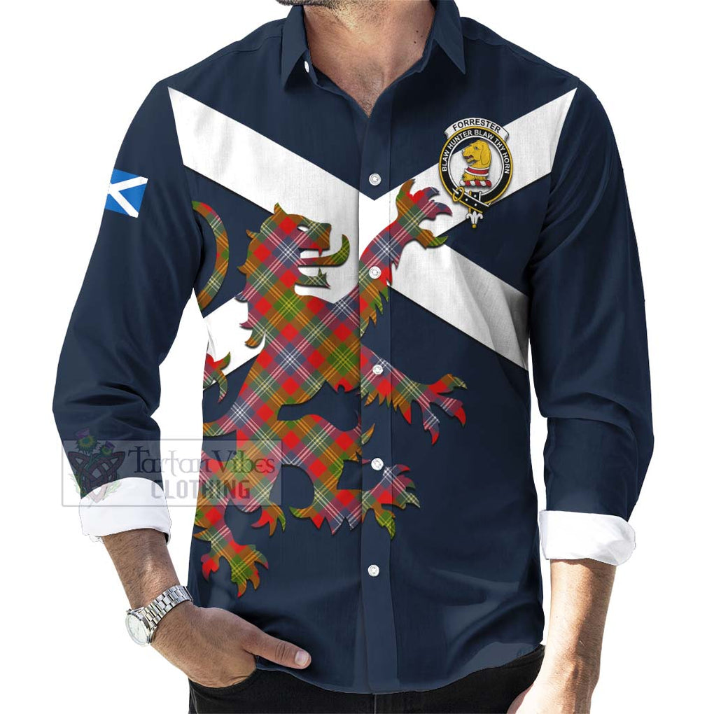 Tartan Vibes Clothing Forrester (Foster) Tartan Lion Rampant Long Sleeve Button Shirt – Proudly Display Your Heritage with Alba Gu Brath and Clan Name