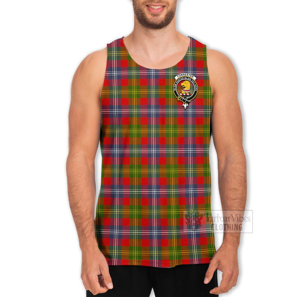 Tartan Vibes Clothing Forrester (Foster) Tartan Men's Tank Top with Family Crest Celtic Skull Style