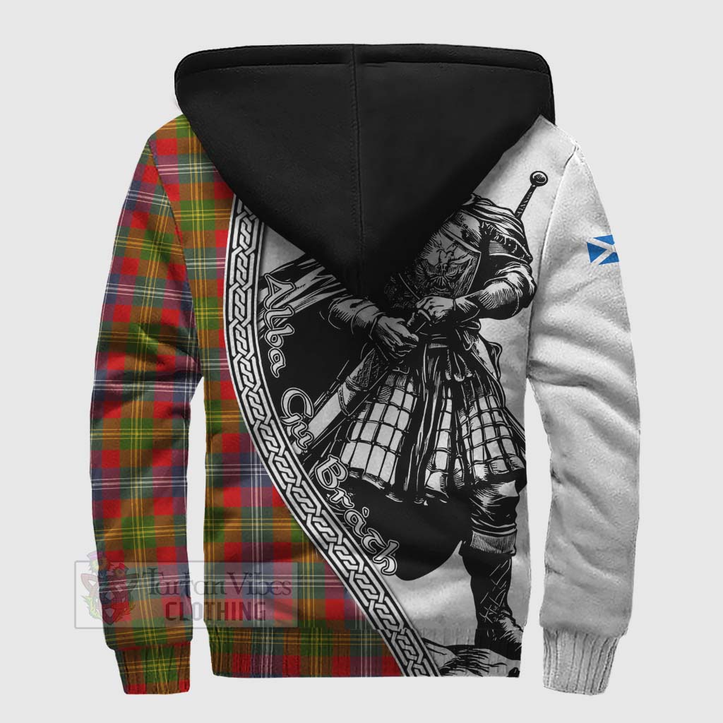 Tartan Vibes Clothing Forrester (Foster) Tartan Clan Crest Sherpa Hoodie with Highlander Warrior Celtic Style