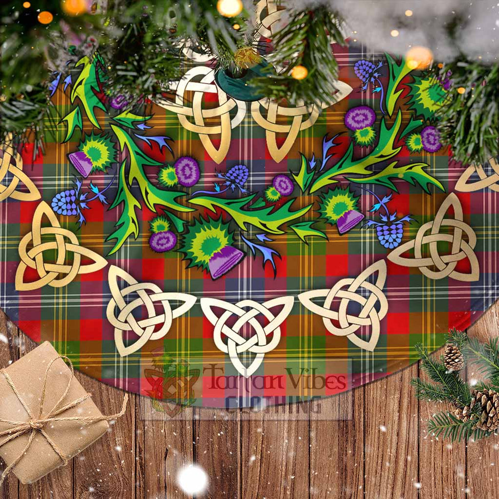 Tartan Vibes Clothing Forrester (Foster) Tartan Christmas Tree Skirt with Thistle Celtic Knot Style
