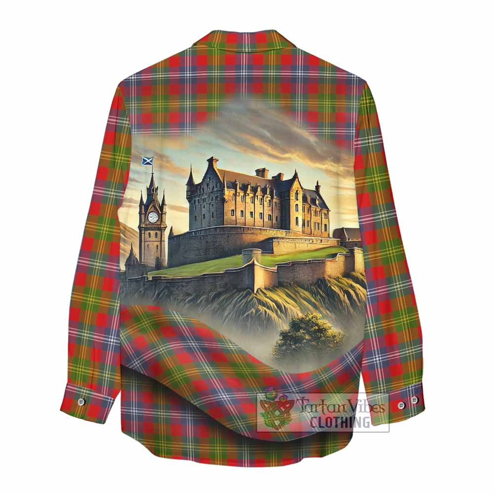 Tartan Vibes Clothing Forrester (Foster) Tartan Family Crest Women's Casual Shirt with Scottish Ancient Castle Style