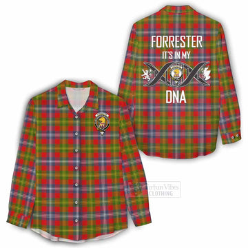 Tartan Vibes Clothing Forrester (Foster) Tartan Women's Casual Shirt with Family Crest DNA In Me Style