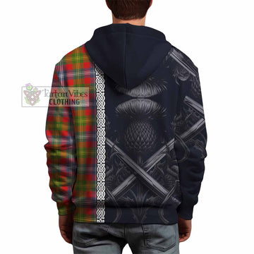 Tartan Vibes Clothing Forrester (Foster) Tartan Hoodie with Family Crest Cross Sword Thistle Celtic Vibes