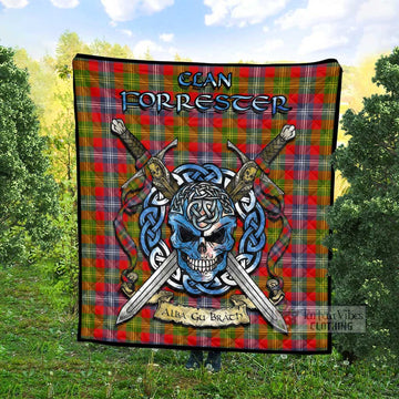 Forrester (Foster) Tartan Quilt with Celtic Skull Alba Gu Brath Style