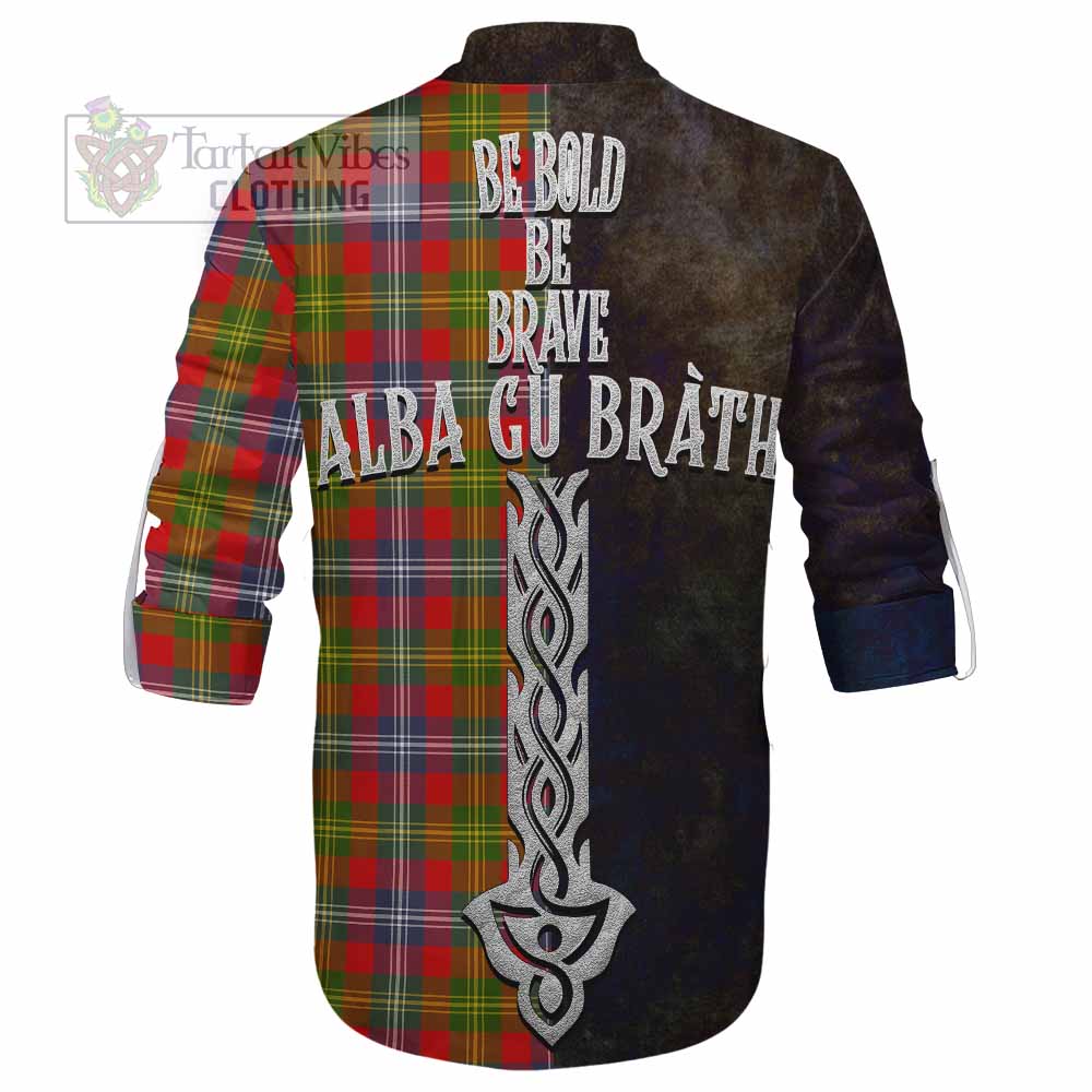Tartan Vibes Clothing Forrester (Foster) Tartan Family Crest Ghillie Kilt Shirt Alba Gu Brath Be Brave Lion Ancient Style