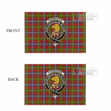 Tartan Vibes Clothing Forrester (Foster) Tartan House Flag with Family Crest