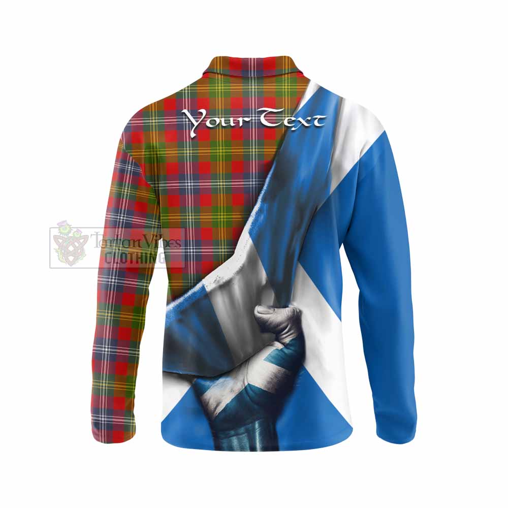 Tartan Vibes Clothing Forrester (Foster) Tartan Long Sleeve Polo Shirt with Family Crest Scotland Patriotic Style