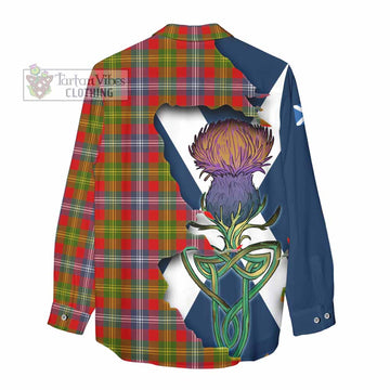 Tartan Vibes Clothing Forrester (Foster) Tartan Family Crest Women's Casual Shirt Scottish Thistle Celtic Inspired