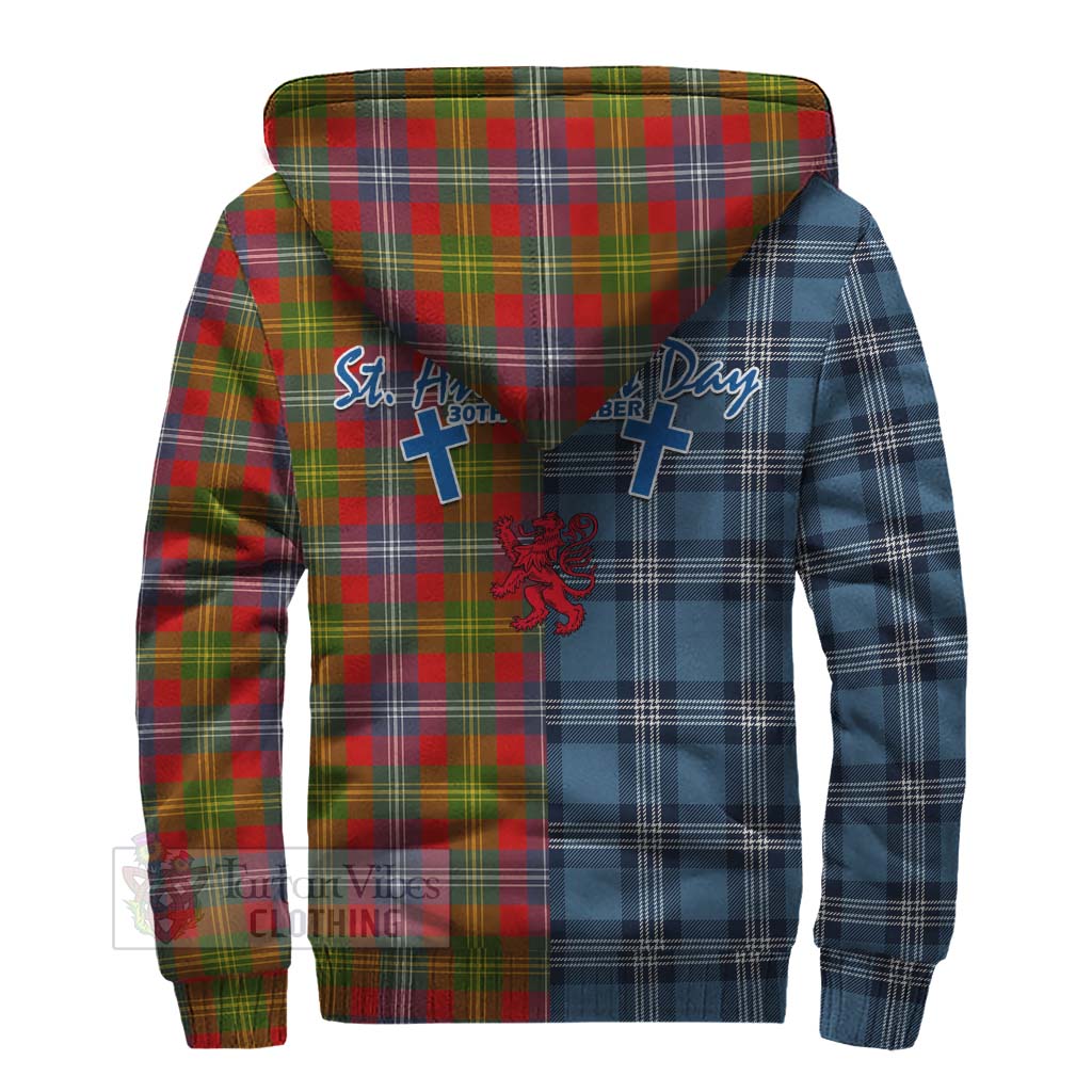 Tartan Vibes Clothing Forrester (Foster) Tartan Sherpa Hoodie Happy St. Andrew's Day Half Tartan Style