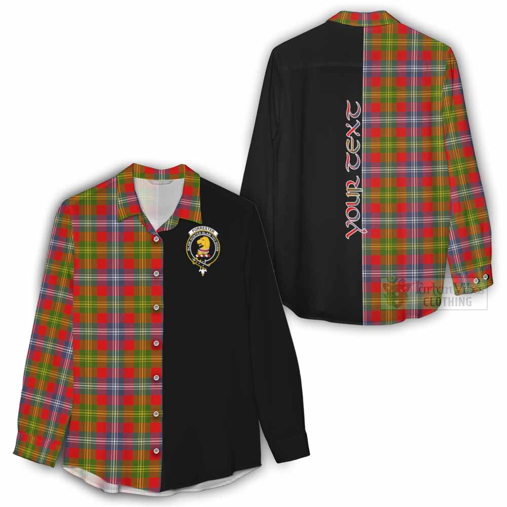 Tartan Vibes Clothing Forrester (Foster) Tartan Women's Casual Shirt with Family Crest and Half Of Me Style