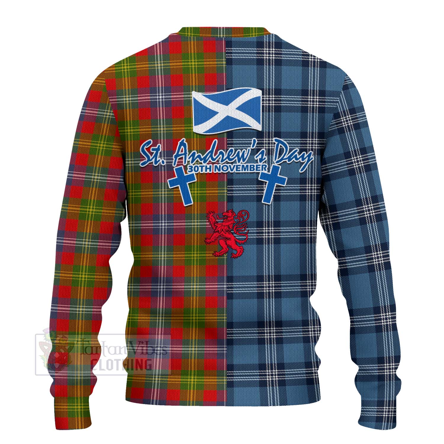 Tartan Vibes Clothing Forrester (Foster) Tartan Knitted Sweater Happy St. Andrew's Day Half Tartan Style