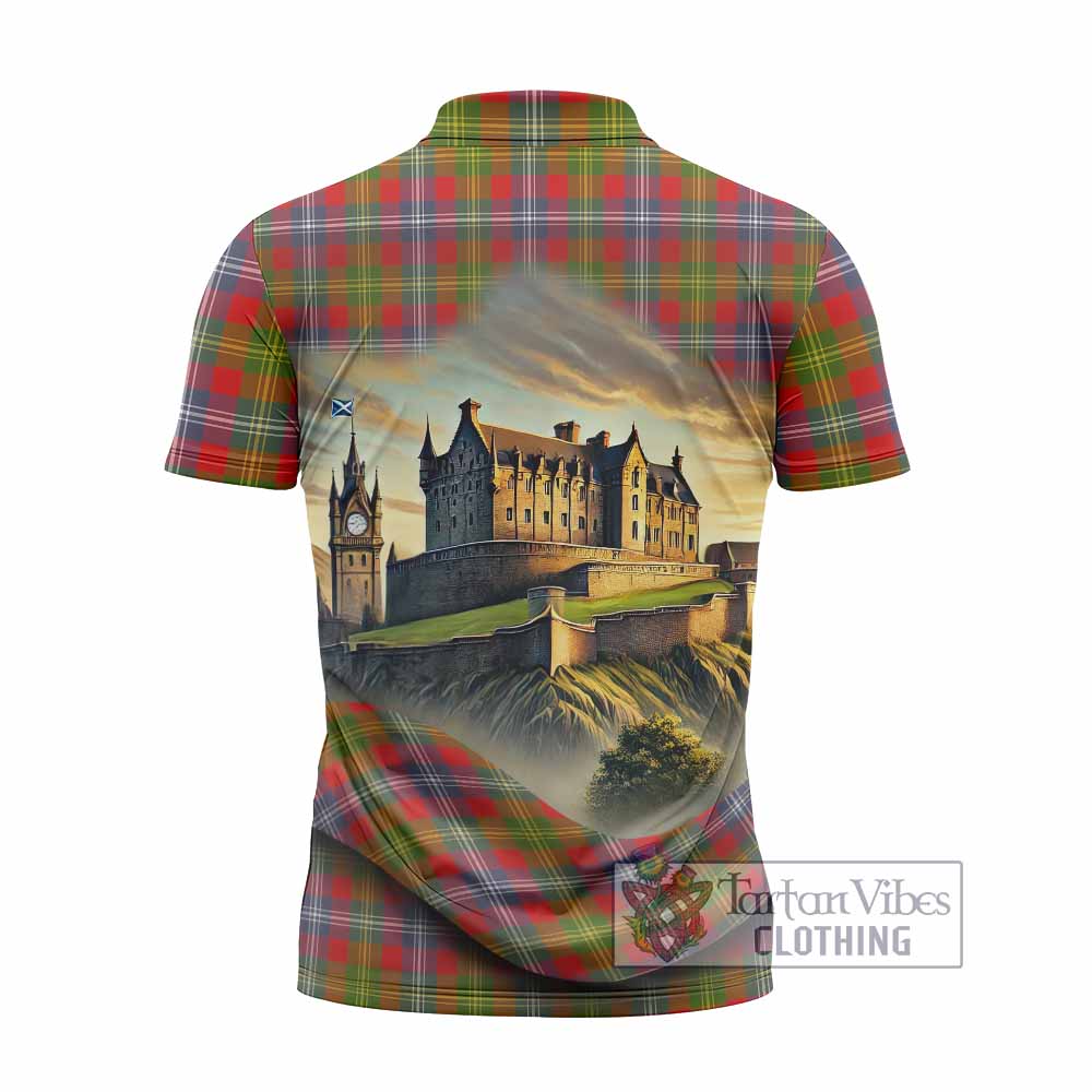 Tartan Vibes Clothing Forrester (Foster) Tartan Family Crest Zipper Polo Shirt with Scottish Ancient Castle Stype