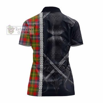 Tartan Vibes Clothing Forrester (Foster) Tartan Women's Polo Shirt with Family Crest Cross Sword Thistle Celtic Vibes