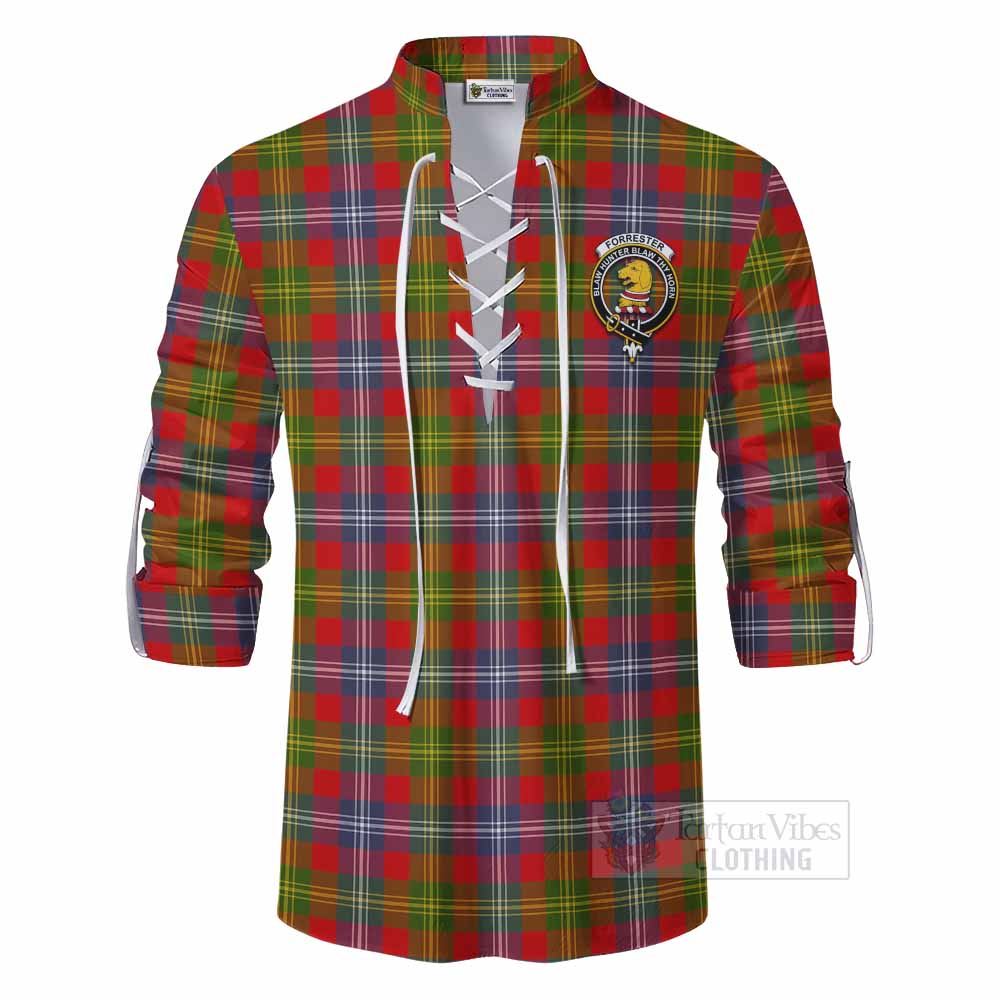 Tartan Vibes Clothing Forrester (Foster) Tartan Ghillie Kilt Shirt with Family Crest DNA In Me Style