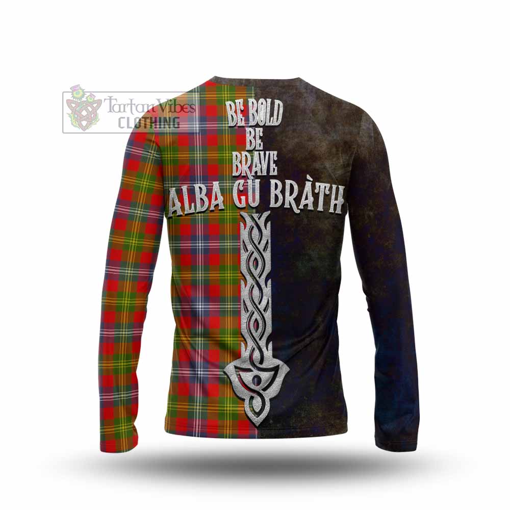 Tartan Vibes Clothing Forrester (Foster) Tartan Family Crest Long Sleeve T-Shirt Alba Gu Brath Be Brave Lion Ancient Style