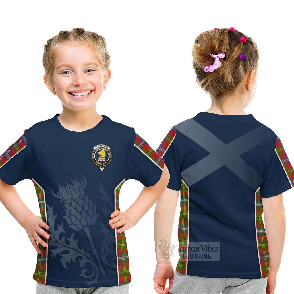 Tartan Vibes Clothing Forrester (Foster) Tartan Kid T-Shirt with Family Crest and Scottish Thistle Vibes Sport Style