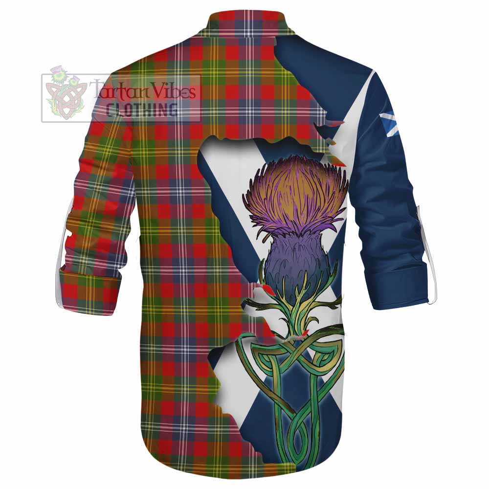 Tartan Vibes Clothing Forrester (Foster) Tartan Family Crest Ghillie Kilt Shirt Scottish Thistle Celtic Inspired