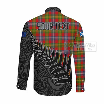 Tartan Vibes Clothing Forrester (Foster) Crest Tartan Long Sleeve Button Shirt with New Zealand Silver Fern Half Style
