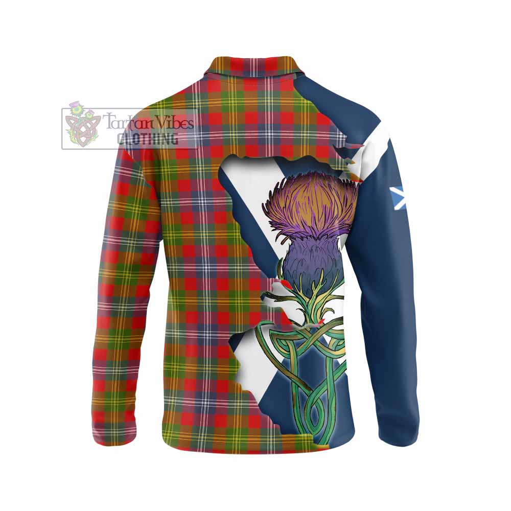Tartan Vibes Clothing Forrester (Foster) Tartan Family Crest Long Sleeve Polo Shirt Scottish Thistle Celtic Inspired