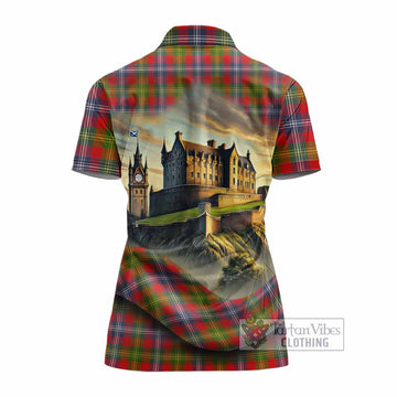 Tartan Vibes Clothing Forrester (Foster) Tartan Family Crest Women's Polo Shirt with Scottish Ancient Castle Stype