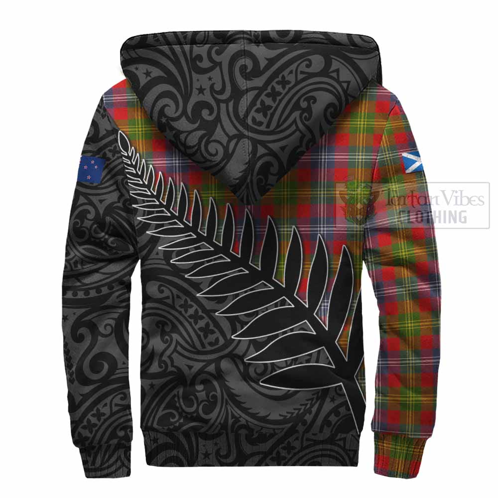 Tartan Vibes Clothing Forrester (Foster) Crest Tartan Sherpa Hoodie with New Zealand Silver Fern Half Style