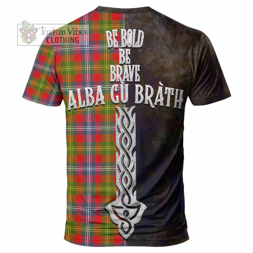 Tartan Vibes Clothing Forrester (Foster) Tartan Family Crest T-Shirt Alba Gu Brath Be Brave Lion Ancient Style