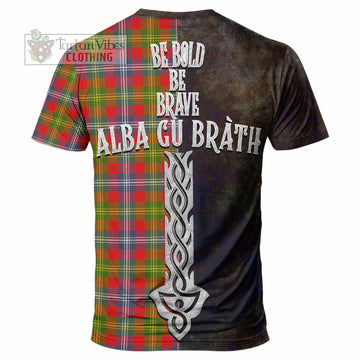 Tartan Vibes Clothing Forrester (Foster) Tartan Family Crest T-Shirt Alba Gu Brath Be Brave Lion Ancient Style