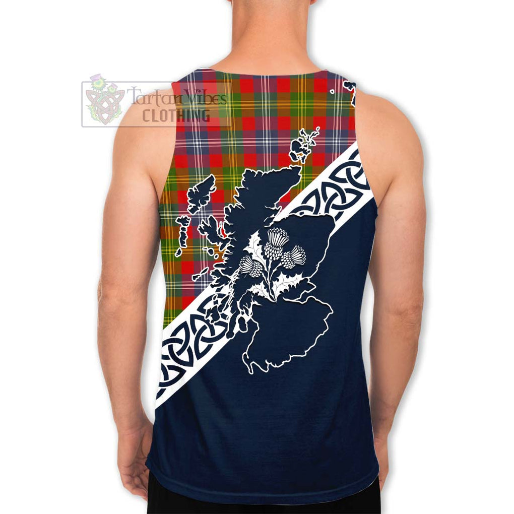 Tartan Vibes Clothing Forrester (Foster) Tartan Men's Tank Top Featuring Thistle and Scotland Map