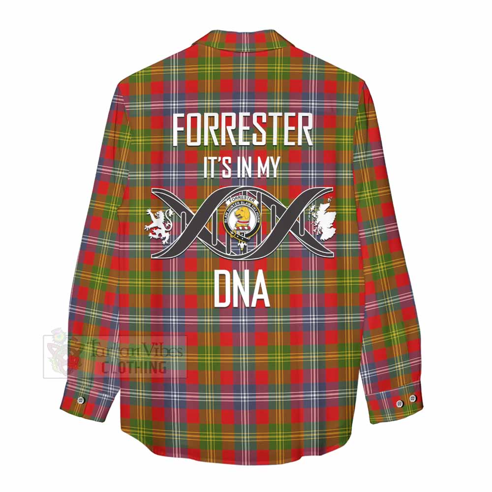 Tartan Vibes Clothing Forrester (Foster) Tartan Women's Casual Shirt with Family Crest DNA In Me Style