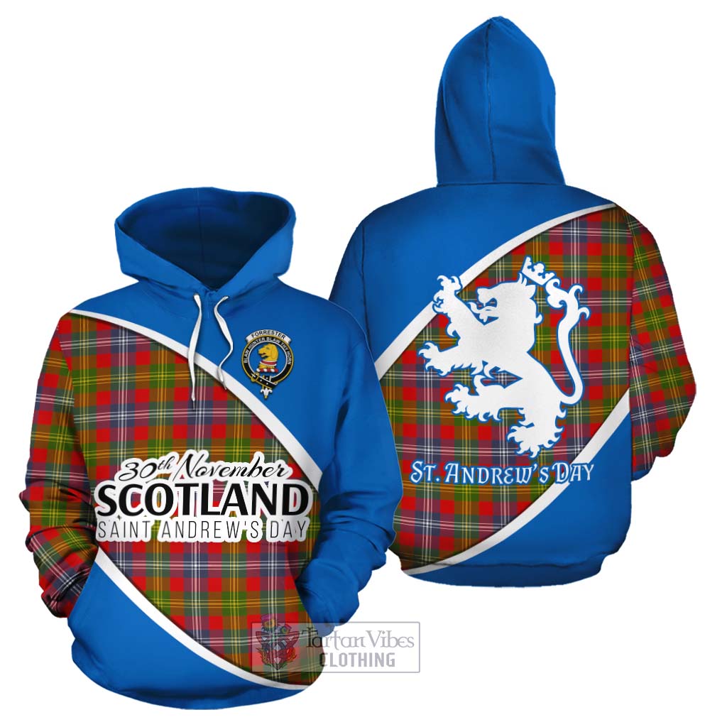 Tartan Vibes Clothing Forrester (Foster) Family Crest Tartan Cotton Hoodie Celebrate Saint Andrew's Day in Style