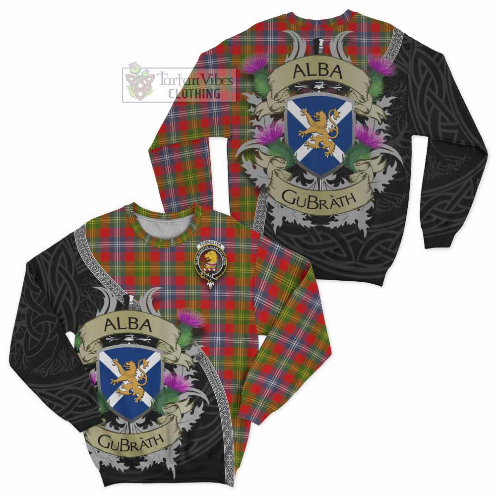 Tartan Vibes Clothing Forrester (Foster) Tartan Family Crest Sweatshirt Lion Rampant Royal Thistle Shield Celtic Inspired