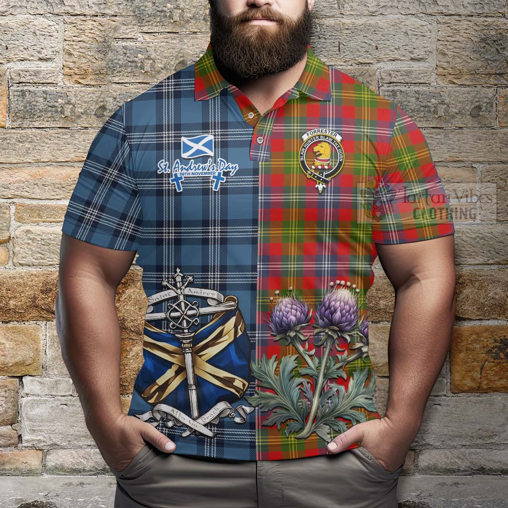 Tartan Vibes Clothing Forrester (Foster) Tartan Polo Shirt Happy St. Andrew's Day Half Tartan Style