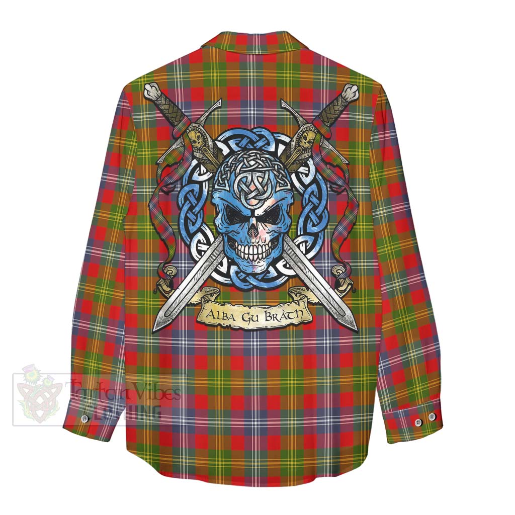 Tartan Vibes Clothing Forrester (Foster) Tartan Women's Casual Shirt with Family Crest Celtic Skull Style