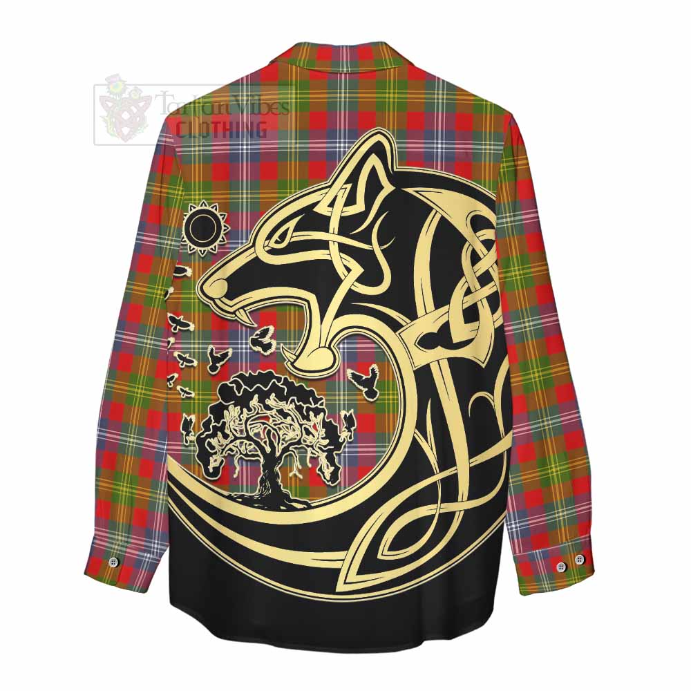 Tartan Vibes Clothing Forrester (Foster) Tartan Women's Casual Shirt with Family Crest Celtic Wolf Style