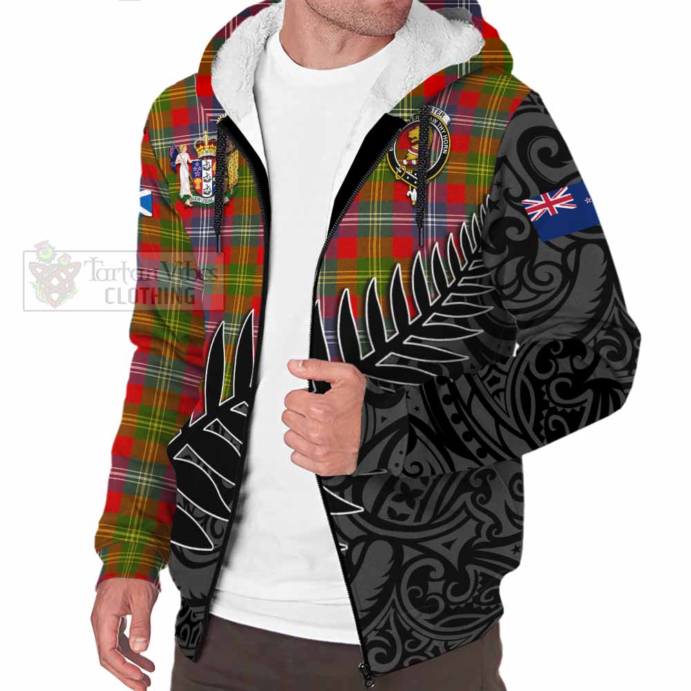 Tartan Vibes Clothing Forrester (Foster) Crest Tartan Sherpa Hoodie with New Zealand Silver Fern Half Style