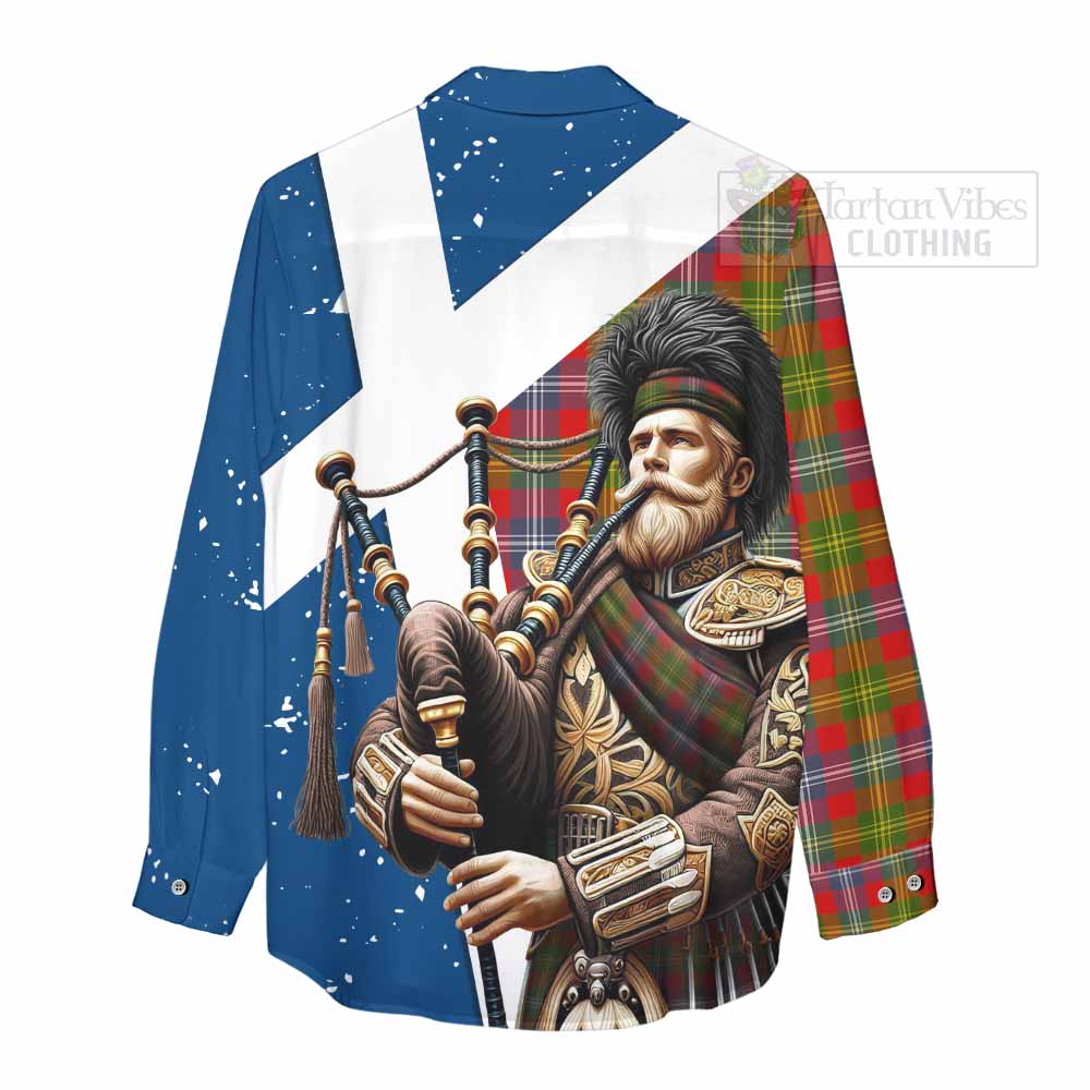 Tartan Vibes Clothing Forrester (Foster) Tartan Women's Casual Shirt with Family Crest Scottish Bagpiper Vibes