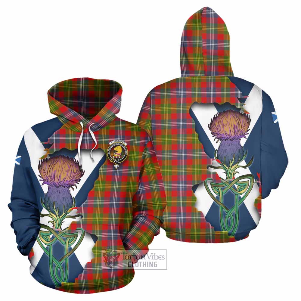 Tartan Vibes Clothing Forrester (Foster) Tartan Family Crest Hoodie Scottish Thistle Celtic Inspired