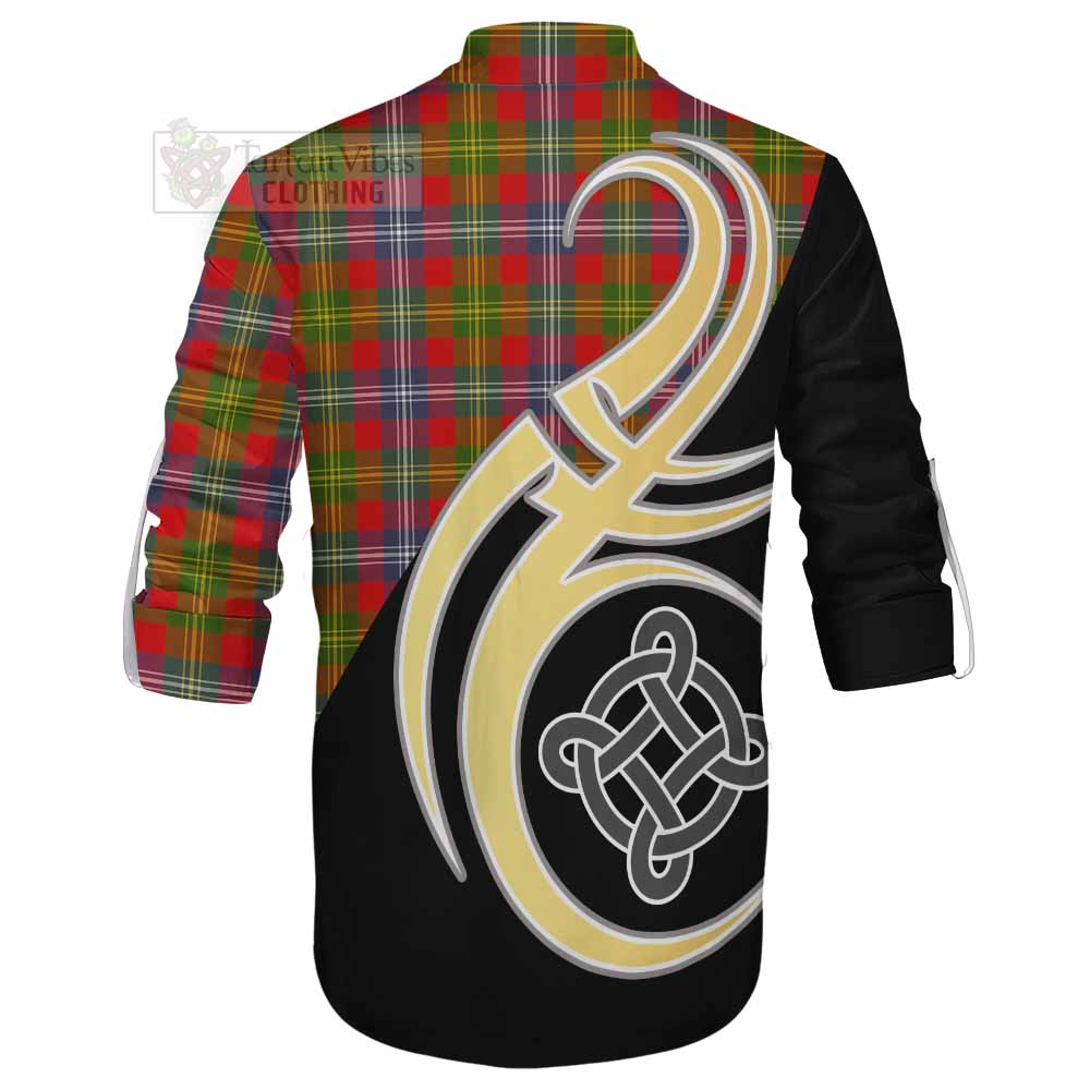 Tartan Vibes Clothing Forrester (Foster) Tartan Ghillie Kilt Shirt with Family Crest and Celtic Symbol Style