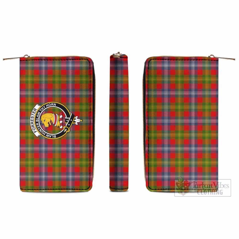 Tartan Vibes Clothing Forrester (Foster) Tartan Women's Leather Wallet with Family Crest