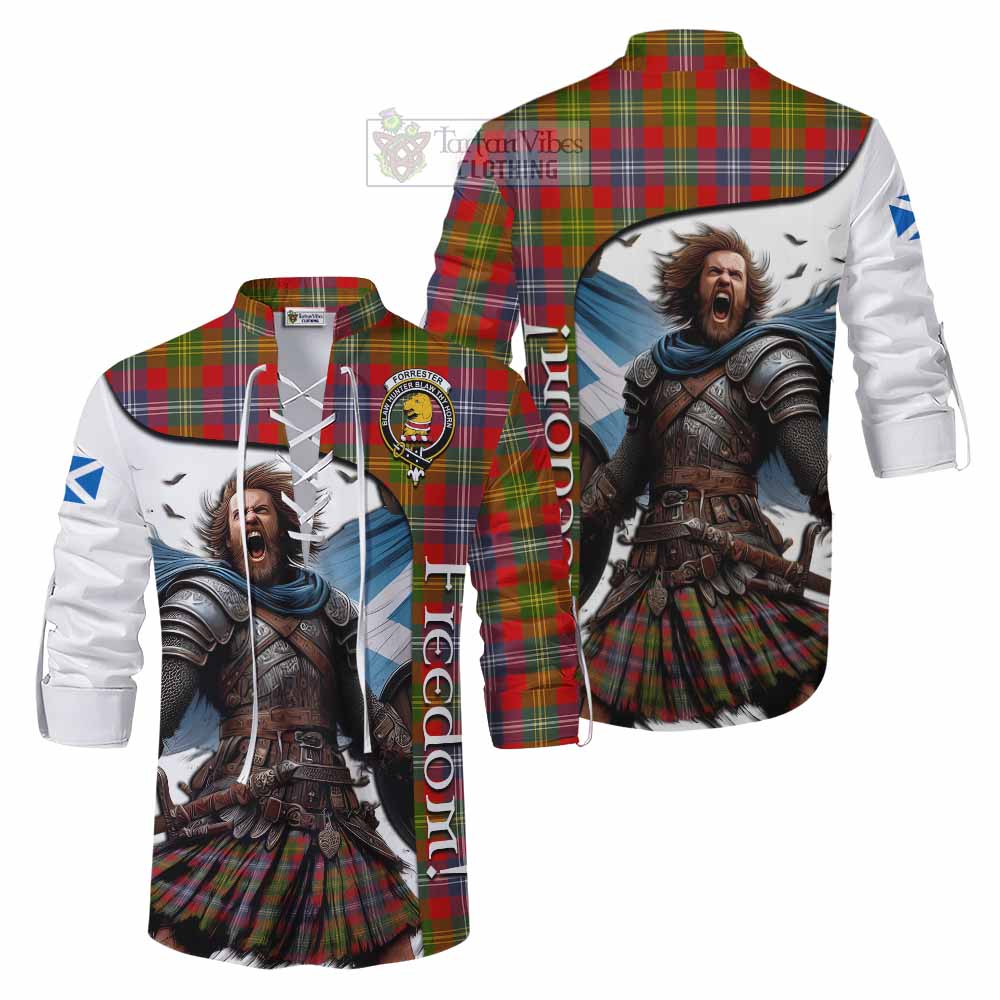 Tartan Vibes Clothing Forrester (Foster) Crest Tartan Ghillie Kilt Shirt Inspired by the Freedom of Scottish Warrior