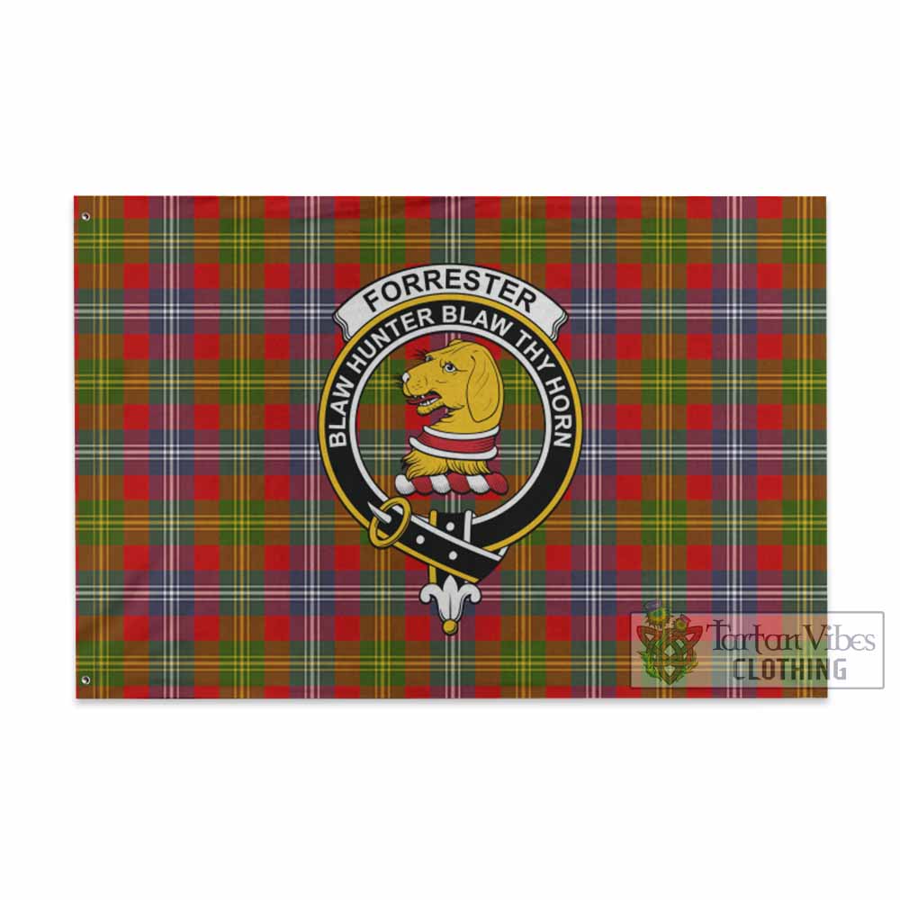 Tartan Vibes Clothing Forrester (Foster) Tartan House Flag with Family Crest