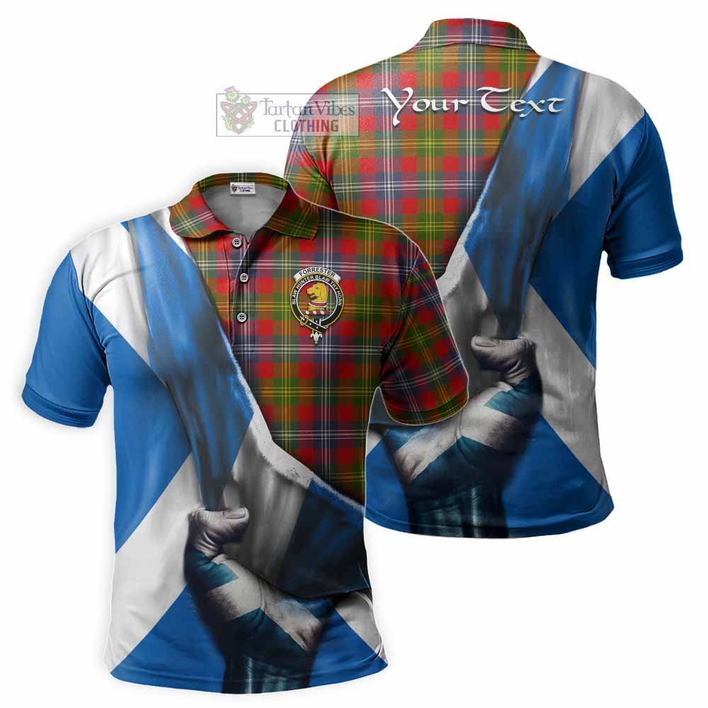 Tartan Vibes Clothing Forrester (Foster) Tartan Polo Shirt with Family Crest Scotland Patriotic Style