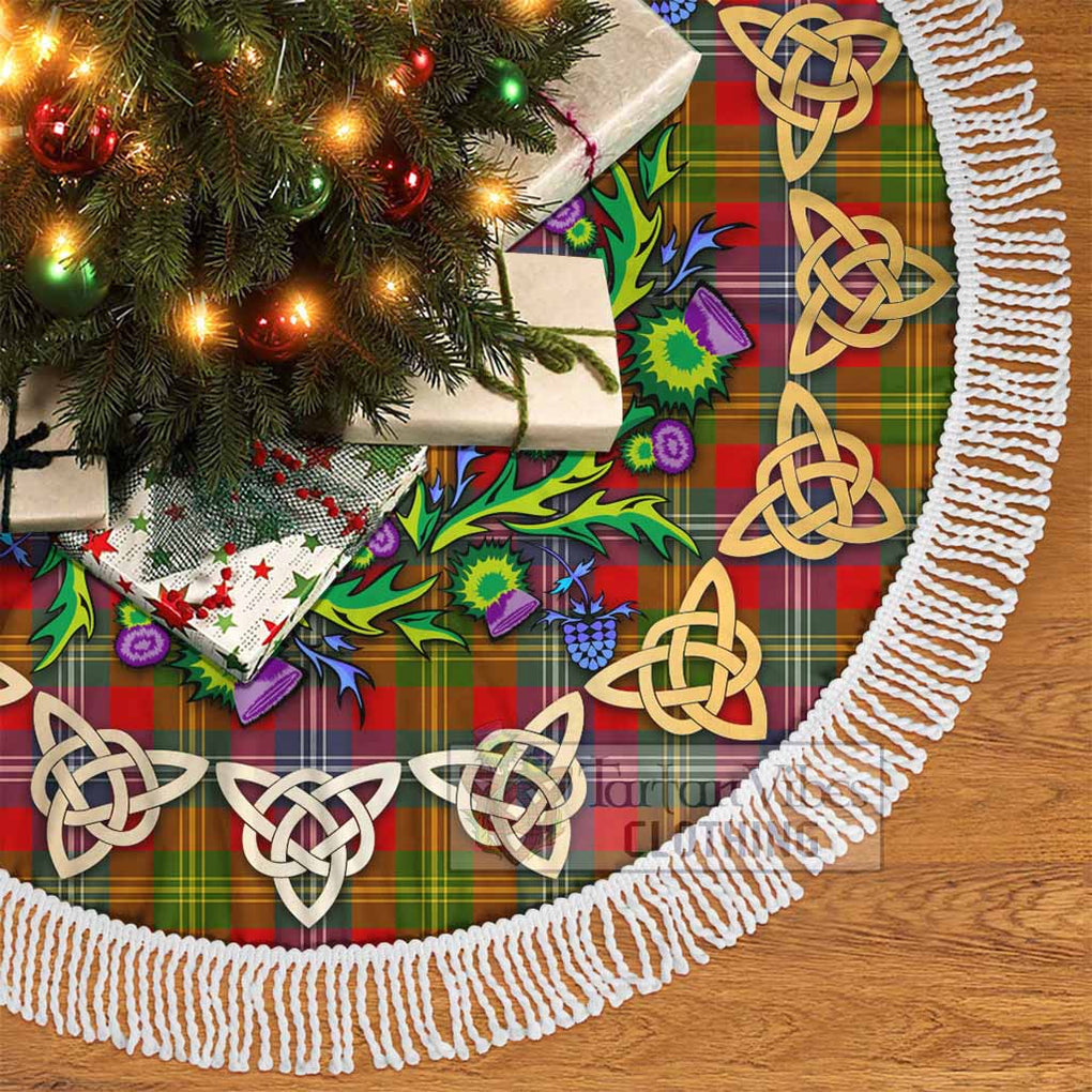 Tartan Vibes Clothing Forrester (Foster) Tartan Christmas Tree Skirt with Thistle Celtic Knot Style
